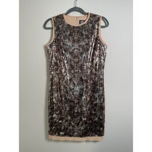 Vince Camuto Sz 6 Snakeskin Print Sequin Dress Night Out Sexy Event Club Formal